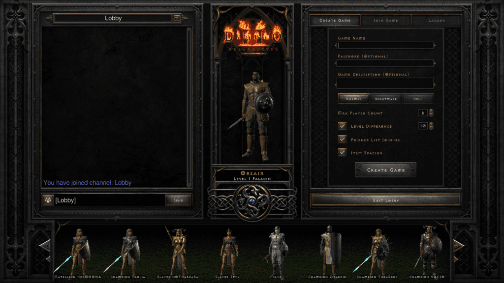 Diablo 2 Resurrected Create Game