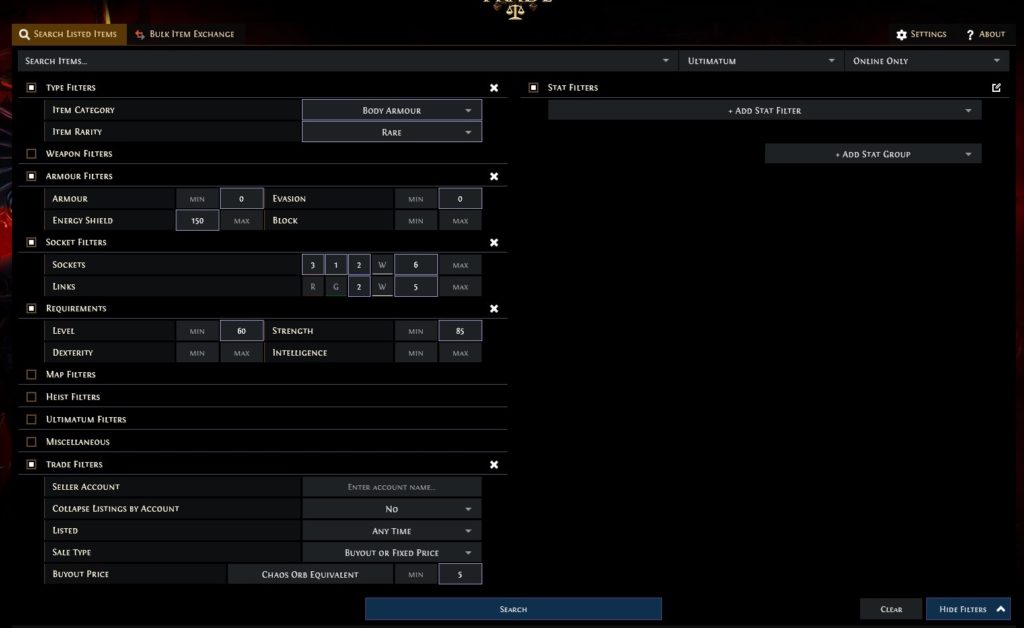 Path of Exile How to Trade Search