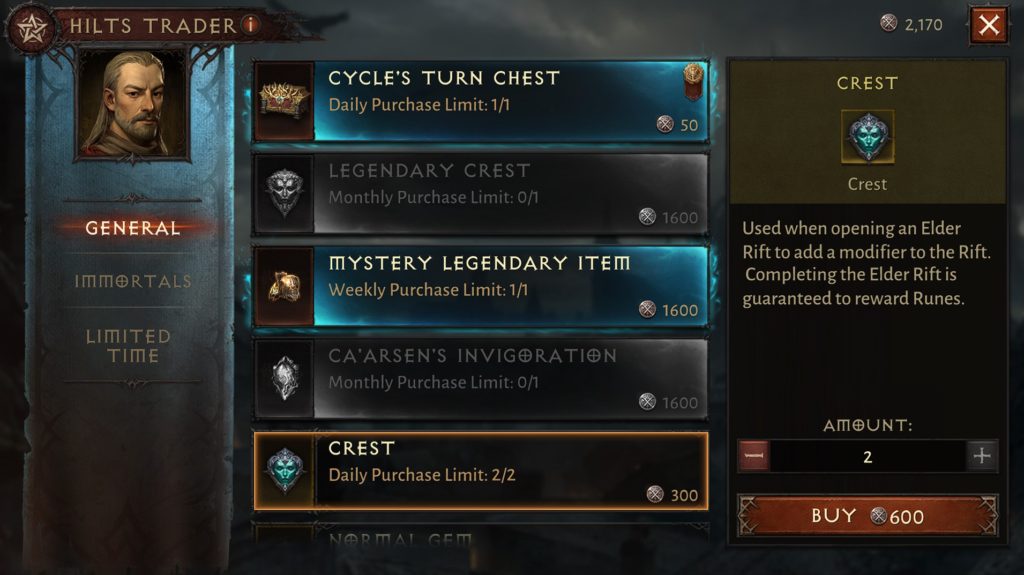 Buy rare Crests from Hilts Trader