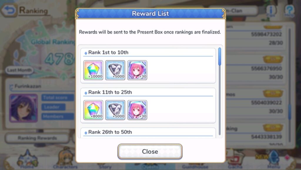 Clan Battle Ranking Rewards
